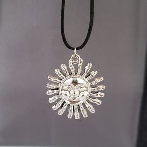 Silvertone Sun on Knotted Cord